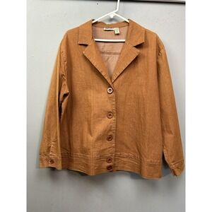 Gold Flava Jacket Womens 20 Brown Cotton Blend Button Front Twill Unlined